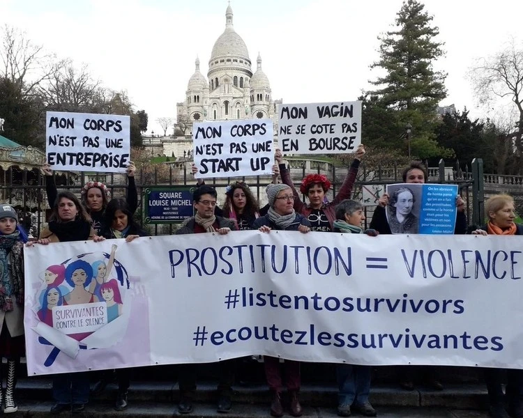 Demonstration abolition prostitution paris france